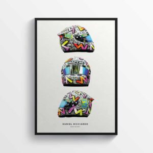 Daniel Ricciardo Set 2020 Helmet Formula 1 F1, Grand Prix Poster Racing Print from the Sports Car Racing Collectibles store collection.