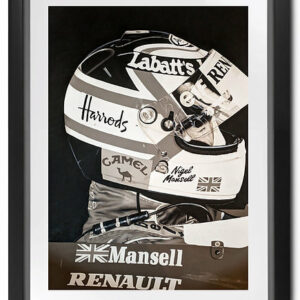 Nigel Mansell signed portrait, by Emma Capener from the Race Car Wall Art store collection.