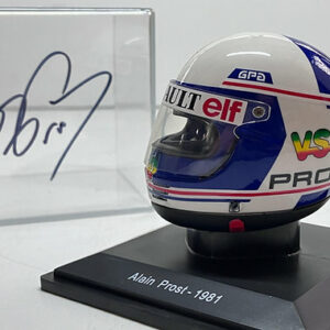 Alain Prost signed, 1981 season, 1/5 scale helmet from the Sports Car Racing Signed store collection.