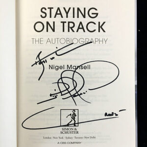 Nigel Mansell signed Staying On Track, The Autobiography from the Sports Car Racing Signed store collection.