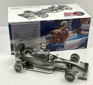 Nigel Mansell signed 'Taxi for Senna' 1/18 Chrome Sculpture Sports Car Racing Model Cars by The Signature Store