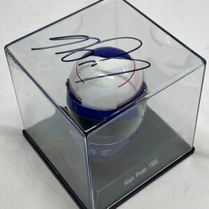 Alain Prost signed, 1990 Ferrari, 1/5 scale helmet from the F1 Helmets store collection.