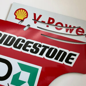 Kimi Räikkönen signed full-size, Ferrari F2007 rear wing end plate from the Formula 1 Memorabilia store collection.