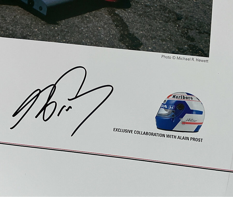 Alain Prost signed McLaren MP4/2, lithographic print from the Sports Car Racing Photography store collection.