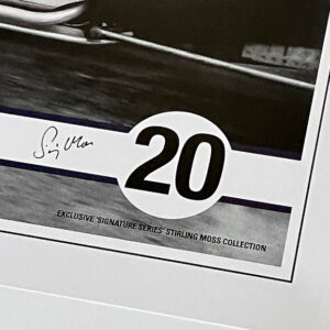 Stirling Moss signed Lotus 18 at Monaco 'side-off' lithograph Sports Car Racing Photography by The Signature Store