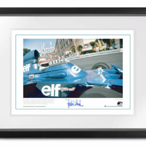 1973 Tyrrell 006 Lithographic Print, signed Sir Jackie Stewart, Formula 1 World Champion Sports Car Racing Photography by The Signature Store