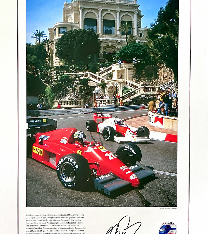 Alain Prost signed McLaren MP4/2, lithographic print from the Sports Car Racing Photography store collection.