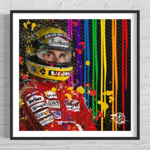 Ayrton Senna F1 Foil Art Print, Square f1 Holographic foil wall art, Formula 1 gift, McLaren F1 print, Formula one poster Ayrton Senna by Carbonfibre Art