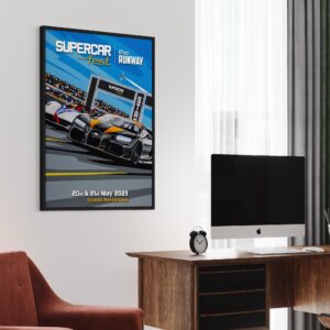 2023 Official Supercar Fest Poster Bugatti vs Pagani from the Sports Car Racing Art store collection.