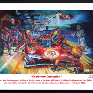 "Centenary Champion" The Ferrari 499P wins Le Mans. Limited Edition prints Official Motorsport Merchandise by Remo Art