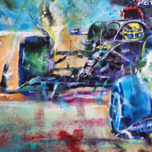 Fernando Alonso overtakes Lewis Hamilton at Bahrain 2023 Race Car Wall Art by Remo Art