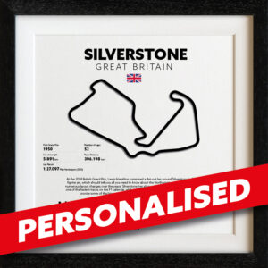 SILVERSTONE - British Grand Prix - Formula 1 Circuits - Track Wall Art with personal message from the Sports Car Racing Art store collection.