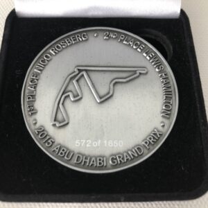 Genuine Mercedes Benz Commemorative F1 Medal from 2015 Abu Dhabi GP (572 of 1650) from the Sports Car Racing Apparel store collection.