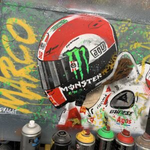 Marco Simoncelli - Graffiti painting Sports Car Racing Canvas by DRAutoArt