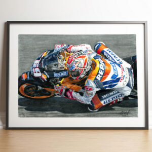 Nicky Hayden Motogp ART, Original drawing from the Sports Car Racing Canvas store collection.