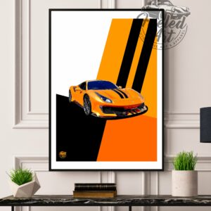 Ferrari 488 Pista Print - Various Sizes. Ferrari 488 Pista gift, Supercar wall art, Super car poster, Ferrari 488 pista artwork by Fueled.art