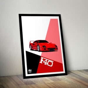 Ferrari F40 Print - Various Sizes. Ferrari F40 gift, Supercar print, Ferrari F40 poster, Supercar artwork, Classic car wall art by Fueled.art