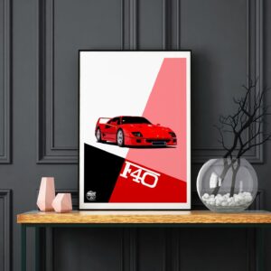 Ferrari F40 Print - Various Sizes. Ferrari F40 gift, Supercar print, Ferrari F40 poster, Supercar artwork, Classic car wall art by Fueled.art