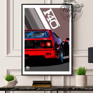 Ferrari F40 Print - Various Sizes. Ferrari F40 gift, Supercar print, Ferrari F40 poster, Supercar artwork, Classic car wall art by Fueled.art