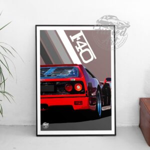 Ferrari F40 Print - Various Sizes. Ferrari F40 gift, Supercar print, Ferrari F40 poster, Supercar artwork, Classic car wall art by Fueled.art