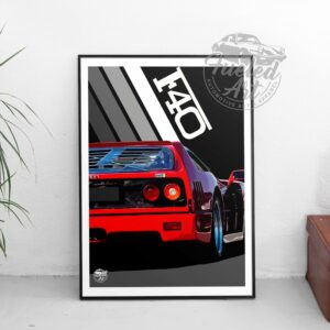 Ferrari F40 Print - Various Sizes. Ferrari F40 gift, Supercar print, Ferrari F40 poster, Supercar artwork, Classic car wall art by Fueled.art