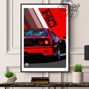 Ferrari F40 Print - Various Sizes. Ferrari F40 gift, Supercar print, Ferrari F40 poster, Supercar artwork, Classic car wall art by Fueled.art