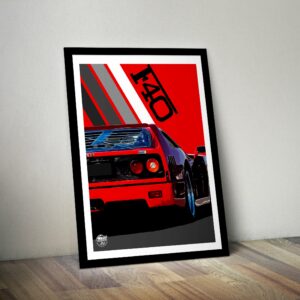 Ferrari F40 Print - Various Sizes. Ferrari F40 gift, Supercar print, Ferrari F40 poster, Supercar artwork, Classic car wall art by Fueled.art