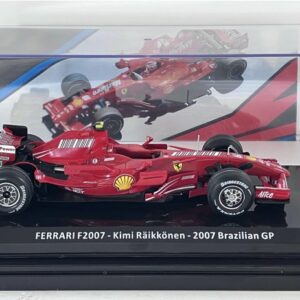 Kimi Räikkönen signed Ferrari F2007 cased 1/24 from the Formula 1 Memorabilia store collection.