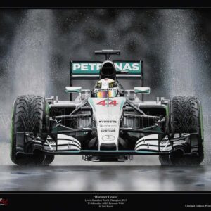 Lewis Hamilton "Hammer Down" F1 Mercedes AMG Petronas W06 World Champion 2015 REMARQUED HAND EMBELLISHED Ltd Edition Art Print Sports Car Racing Art by TR Motorsport Art