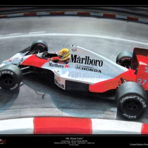 Ayrton Senna McLaren Monaco 1990 Ltd. Edition Art Print from an original painting from the Ayrton Senna store collection.