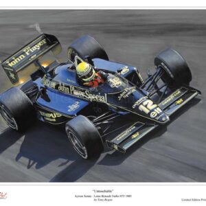 Ayrton Senna Lotus Renault Turbo 97T 1985 Limited Edition Fine Art Print from the Ayrton Senna store collection.