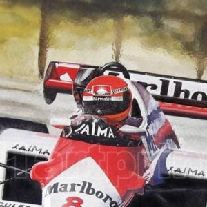 Niki Lauda McLaren TAG Porsche MP4/2 1984 Limited Edition Fine Art Print from the Vintage store collection.