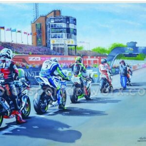 Isle of Man TT limited edition art print by Jeff Rush Motorcycle racing poster road racing poster TT poster gifts for bikers from the Sports Car Racing Posters & Prints store collection.