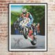 John McGuinness Isle of Man TT Limited edition art print by Jeff Rush Motorcycle racing poster Road racing poster TT poster gifts for biker