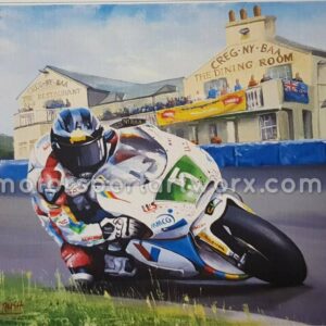 Bruce Anstey limited edition art print by Jeff Rush Motorcycle racing poster road racing poster isle of man TT poster gifts for bikers from the Sports Car Racing Fine Art Originals store collection.