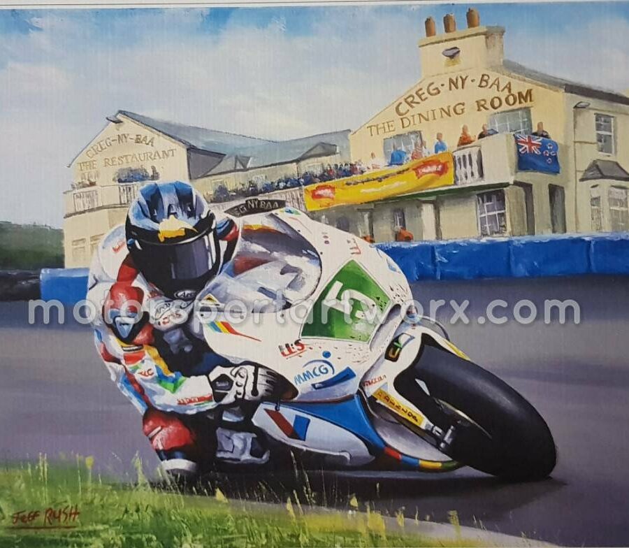 Bruce Anstey limited edition art print by Jeff Rush Motorcycle racing poster road racing poster isle of man TT poster gifts for bikers from the MotoGP Memorabilia store collection.