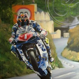 David Jefferies limited edition art print by Jeff Rush Motorcycle racing poster road racing poster isle of man TT poster gifts for bikers from the Sports Car Racing Fine Art Originals store collection.