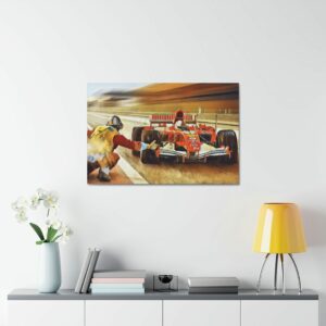 F1 Fan Art Classic Ferrari Pit Straight - Satin Canvas, Stretched Sports Car Racing Canvas by F1FanArt