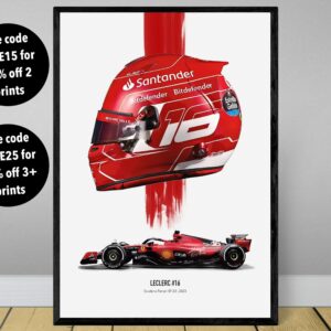 Leclerc 2023 Ferrari F1 Helmet art poster print, Formula 1 poster, Charles Leclerc poster, Ferrari Poster, Formula 1 gift, Ferrari F1 poster by JVSDigitalArt