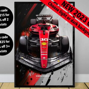 2023 Ferrari SF-23 F1 art poster print, Formula 1 poster, Sainz poster, Leclerc poster, Ferrari Poster, Formula 1 gift, Ferrari F1 poster by JVSDigitalArt