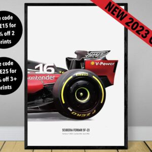 2023 Ferrari F1 SF-23 art poster print, Formula 1 poster, Leclerc poster, Sainz Poster Ferrari Poster, Formula 1 gift, Ferrari F1 poster art by JVSDigitalArt