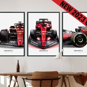 Set of 3 2023 Ferrari F1-23 art poster print, car poster, Formula 1 poster, Sainz poster, Leclerc poster, Ferrari Poster, Formula 1 gift by JVSDigitalArt