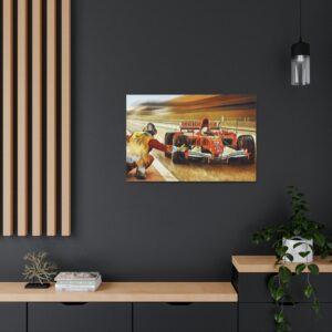 F1 Fan Art Classic Ferrari Pit Straight - Satin Canvas, Stretched Sports Car Racing Canvas by F1FanArt