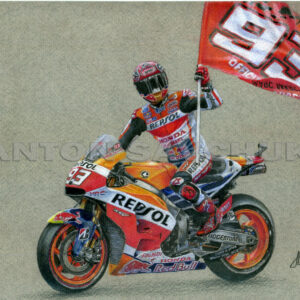 Marc Marquez ORIGINAL DRAWING from the MotoGP Memorabilia store collection.