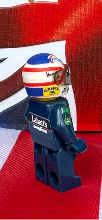 Nigel Mansell Williams F1 formula 1 F1 grand prix pilota figura driver Super suit and super helmet in minifigure from the Sports Car Racing Race Suits store collection.