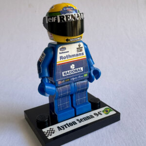 Ayrton Senna Williams F1 driver formula 1 F1 grand prix pilota figura Super suit and super helmet in minifigure from the Sports Car Racing Race Suits store collection.