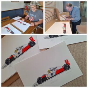 Senna McLaren MP4-6 signed by chief designer Neil Oatley, Ayrton's race engineer James Robinson and chassis engineer Matthew Jeffreys Sports Car Racing Signed by Car_Profile_Art