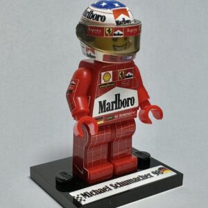 Michael Schumacher 1998 Ferrari formula 1 grand prix pilota driver minifigure from the Sports Car Racing Race Gloves store collection.