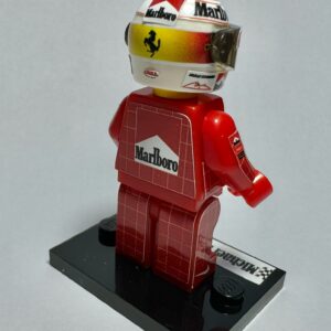 Michael Schumacher 1998 Ferrari formula 1 grand prix pilota driver minifigure from the Sports Car Racing Race Suits store collection.