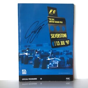 1997 British Grand Prix Race Programme Hand Signed By David Coulthard + Race Card from the F1 Helmets store collection.